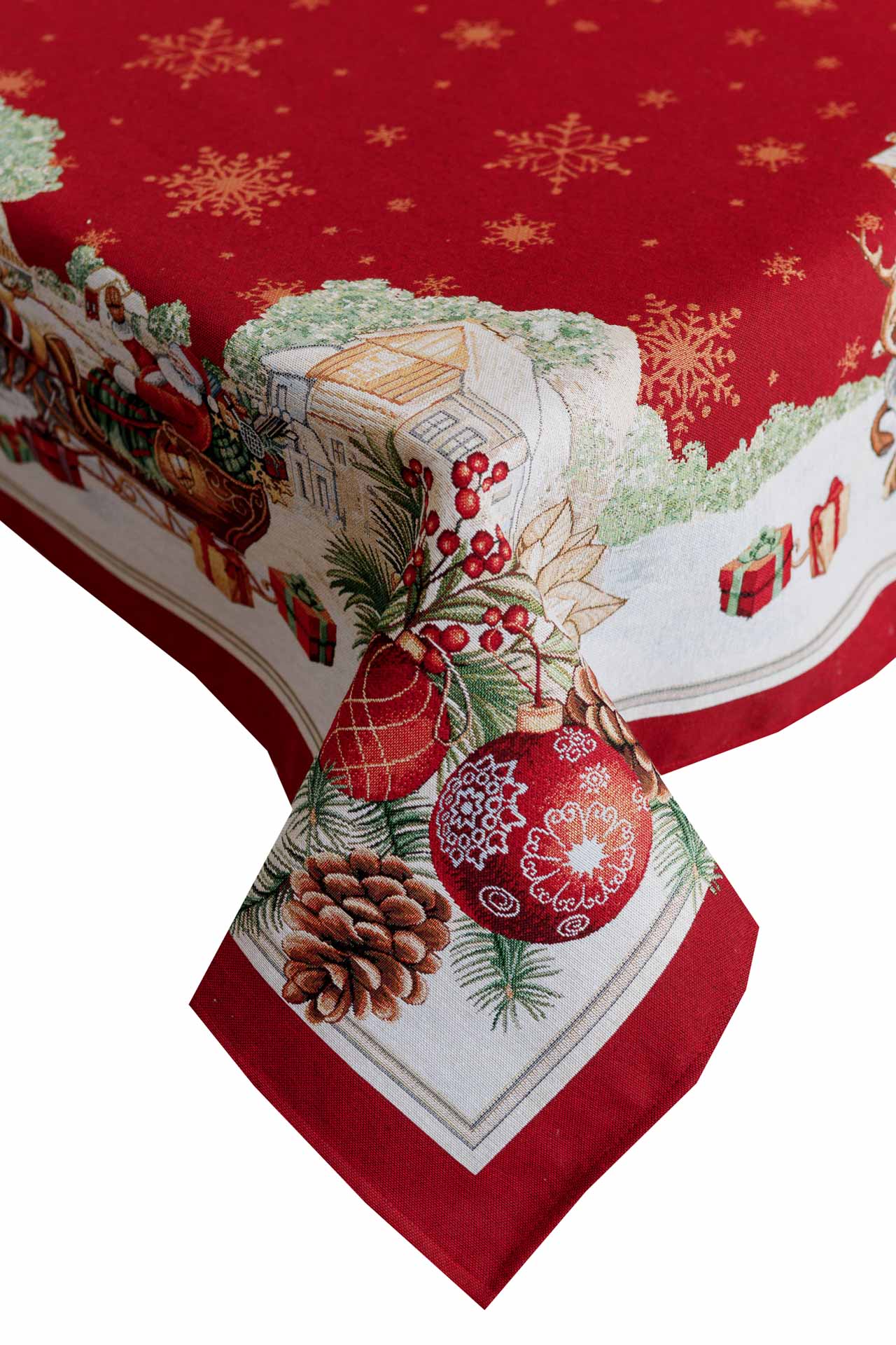 Christmas Tablecloth «Present» with Golden Lurex - Premium Gobelin