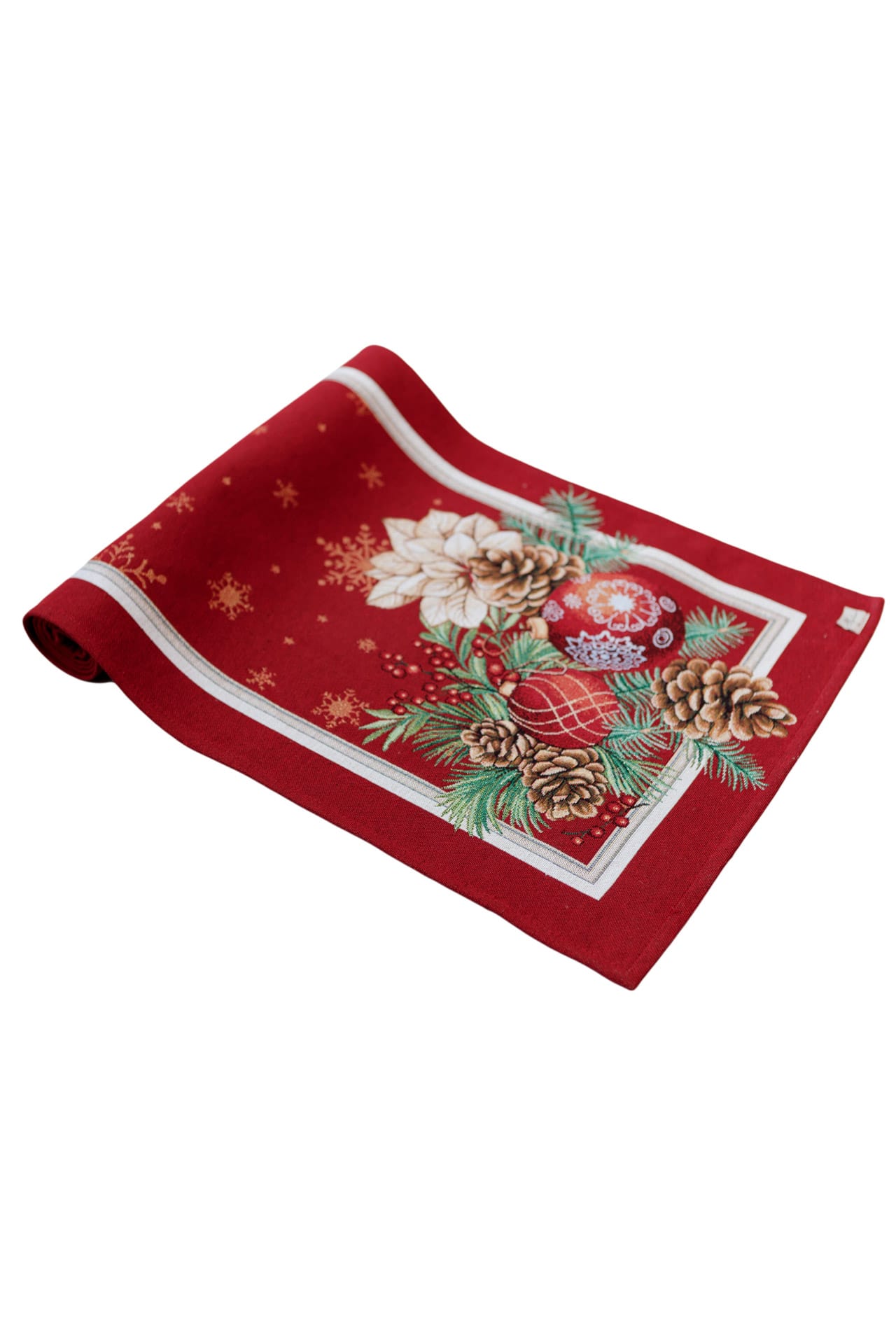 Christmas Table Runner «Present» with Golden Lurex - Premium Gobelin