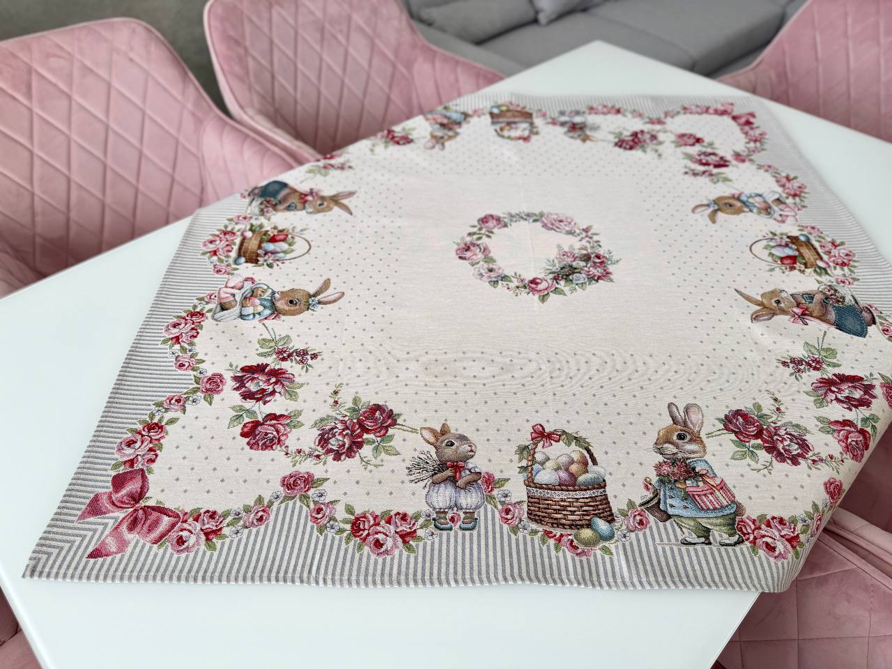 Easter tapestry tablecloth «Bunny in Roses»