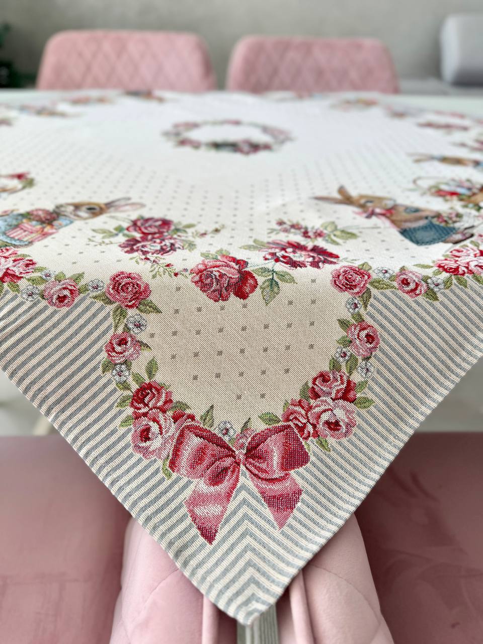 Easter tapestry tablecloth «Bunny in Roses»