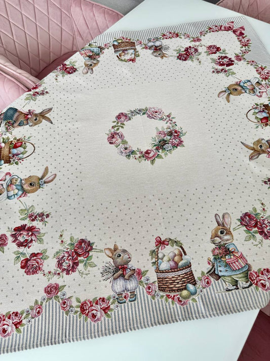 Easter tapestry tablecloth «Bunny in Roses»