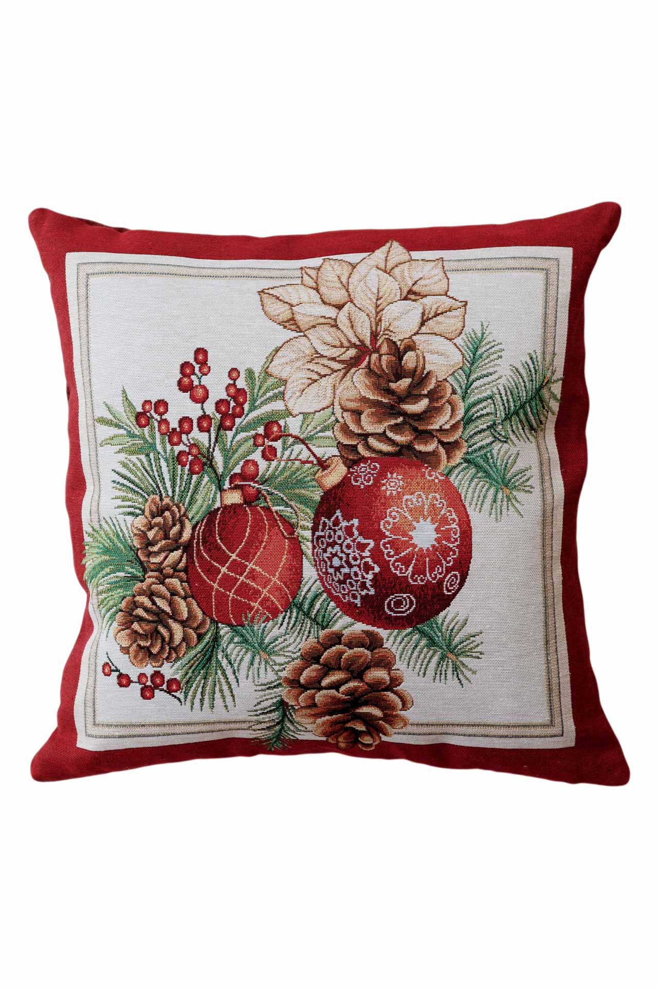 Christmas Cushion cover «Present» with Golden Lurex - Premium Gobelin