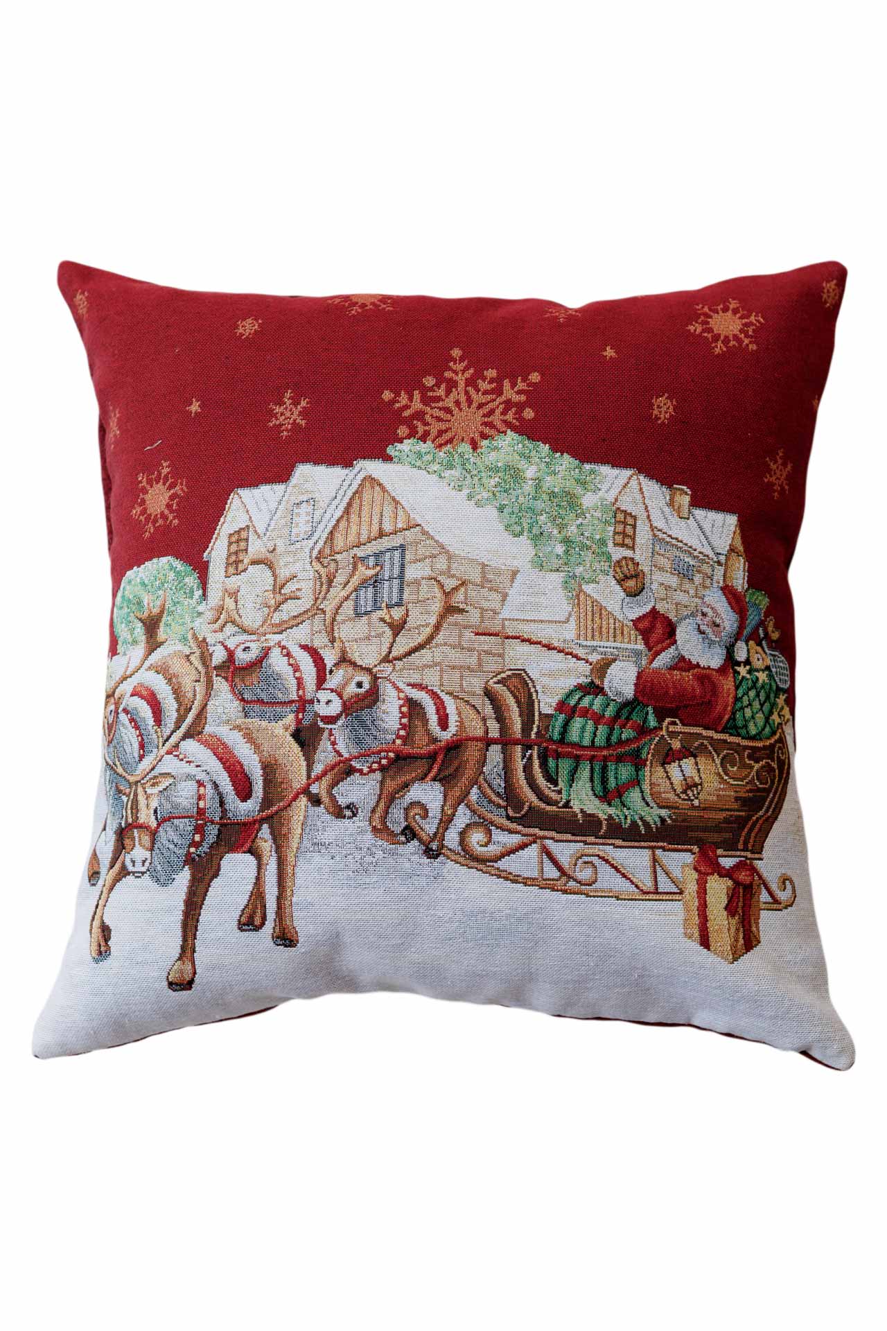 Christmas Cushion cover «Present» with Golden Lurex - Premium Gobelin