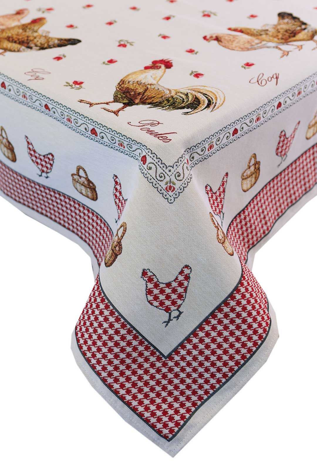Rectangular tablecloth «Rooster/Chicken» - Premium Gobelin - Textile4Family