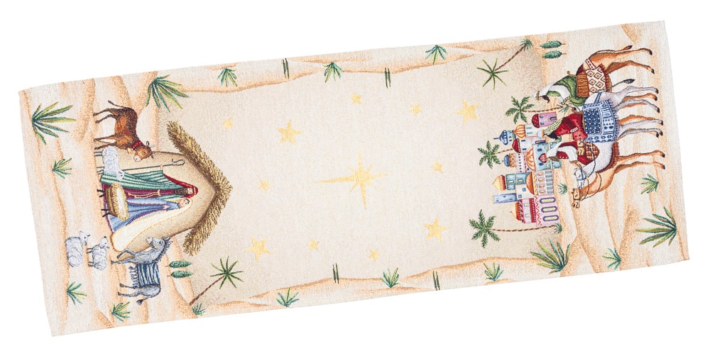 Christmas Table Runner «Adara» with Golden Lurex - Luxury Tapestry - Textile4Family