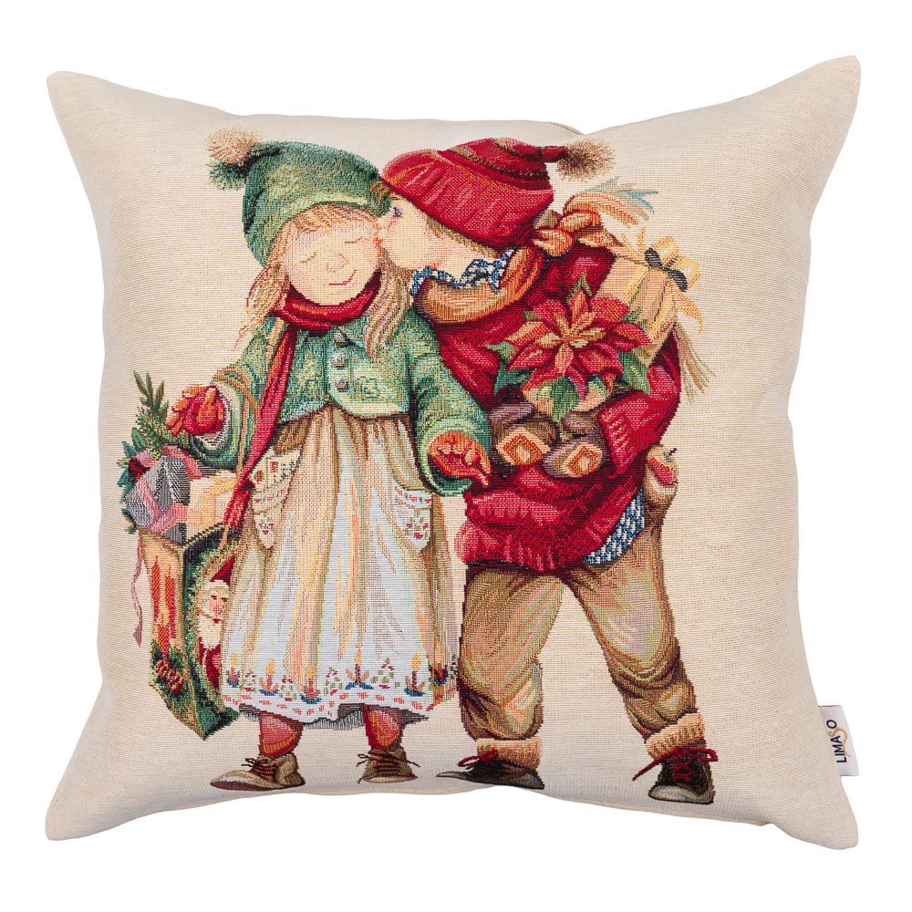 Winter Holiday tapestry cushion cover «Baby kiss» without lurex Limaso Textile