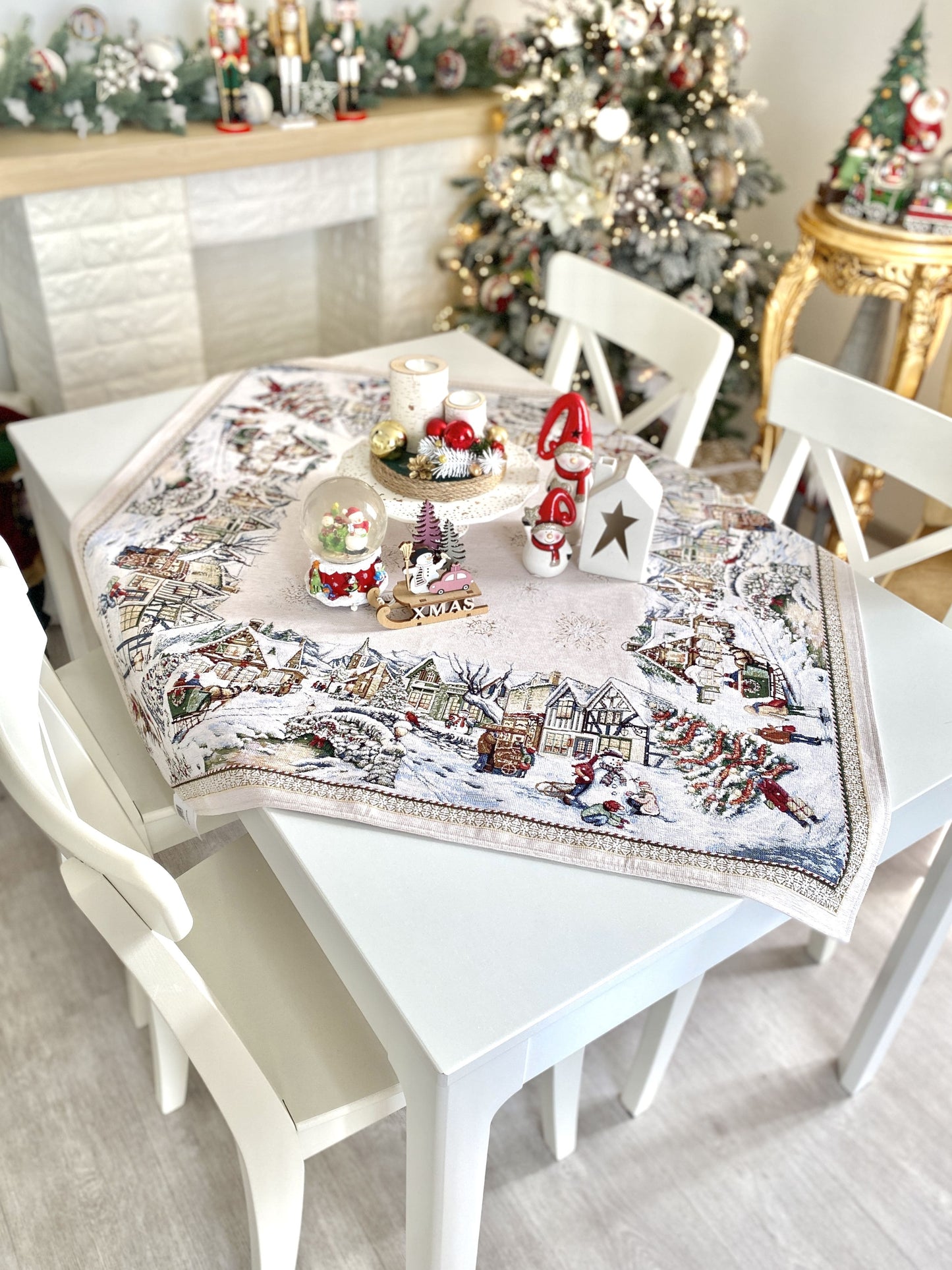Christmas tapestry tablecloth «Festive mood» With microfibre & silver lurex Limaso Textile