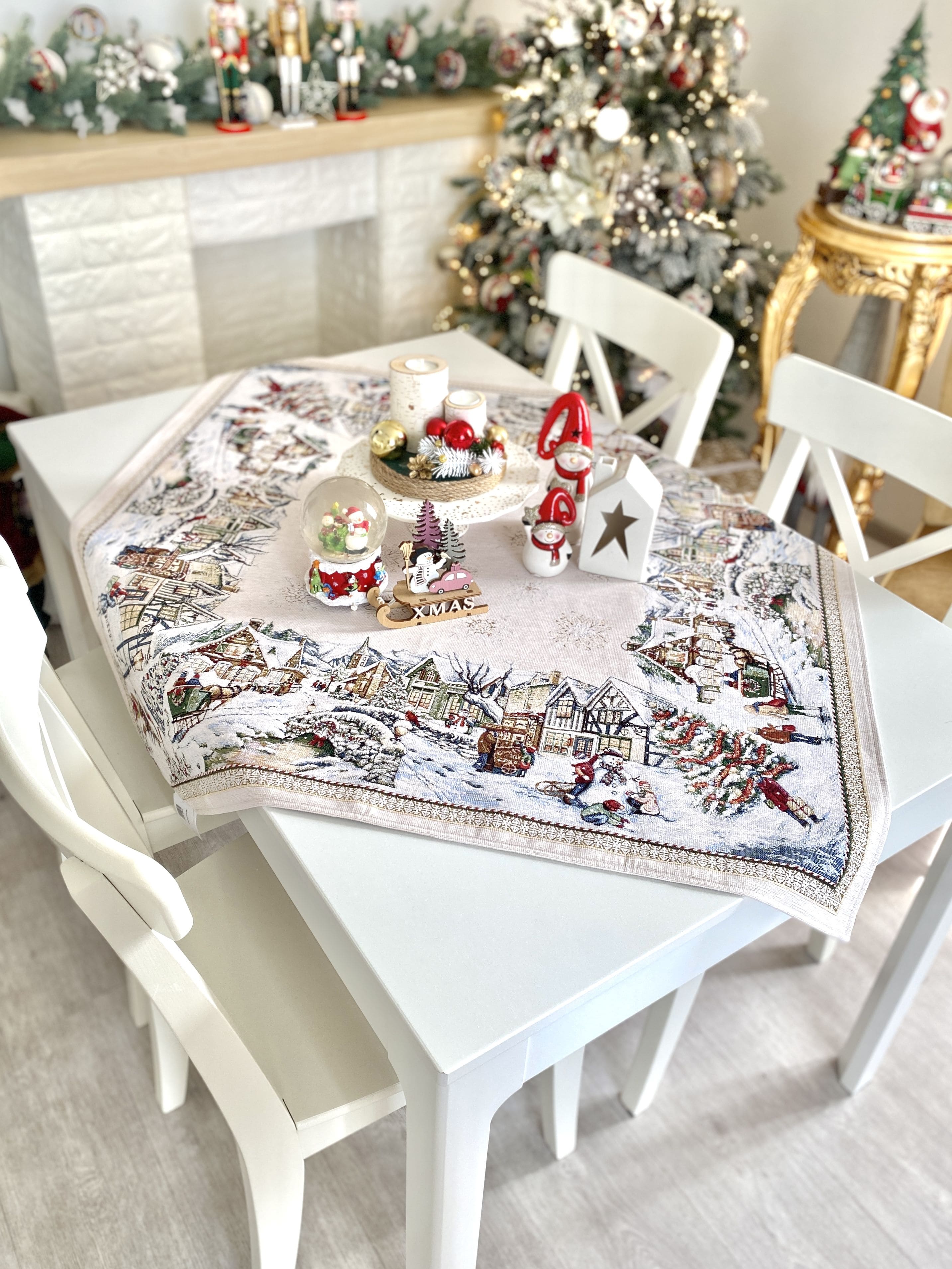 Christmas tapestry tablecloth «Festive mood» With microfibre & silver lurex Limaso Textile