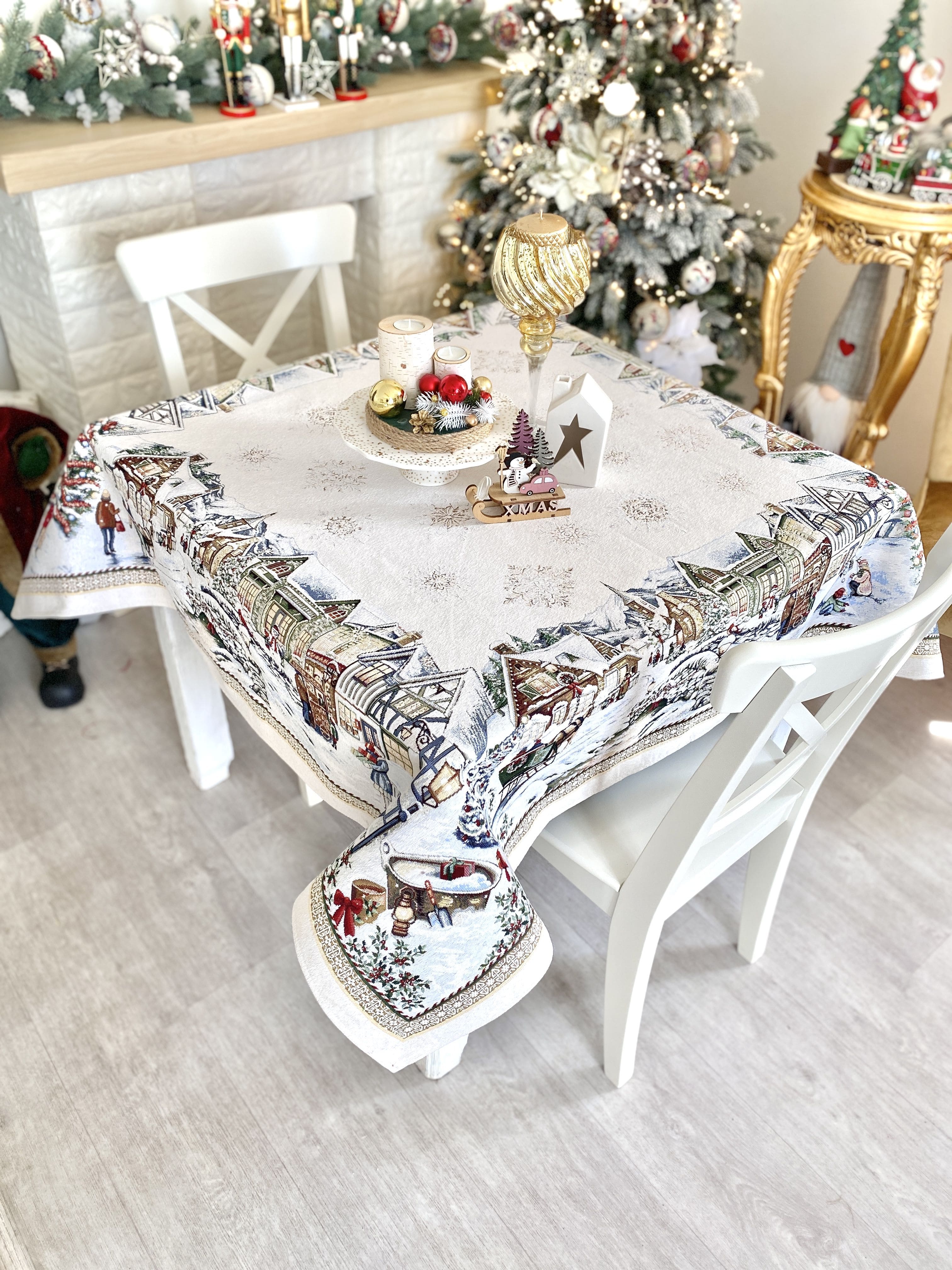 Christmas tapestry tablecloth «Festive mood» With microfibre & silver lurex Limaso Textile