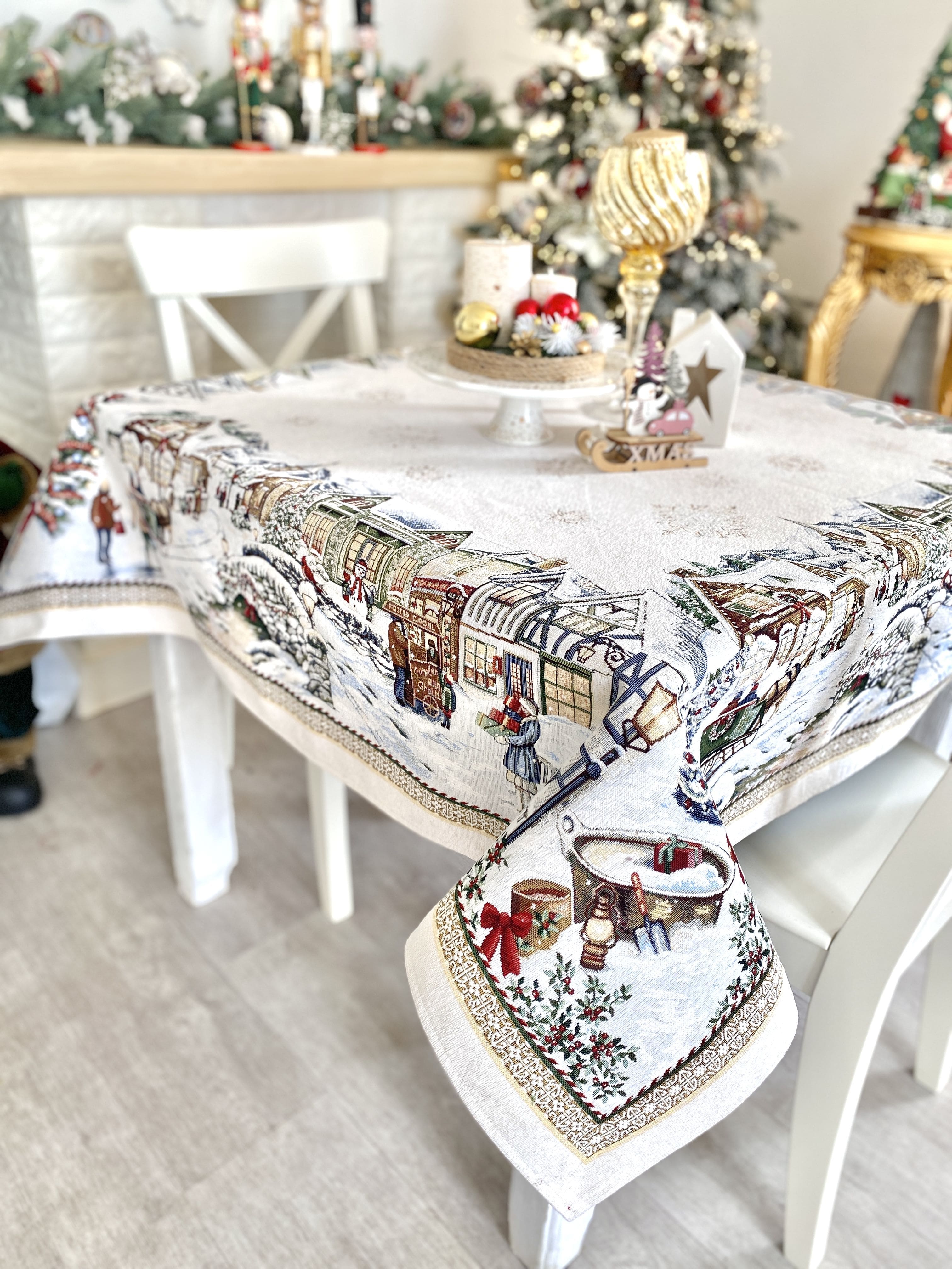 Christmas tapestry tablecloth «Festive mood» With microfibre & silver lurex Limaso Textile
