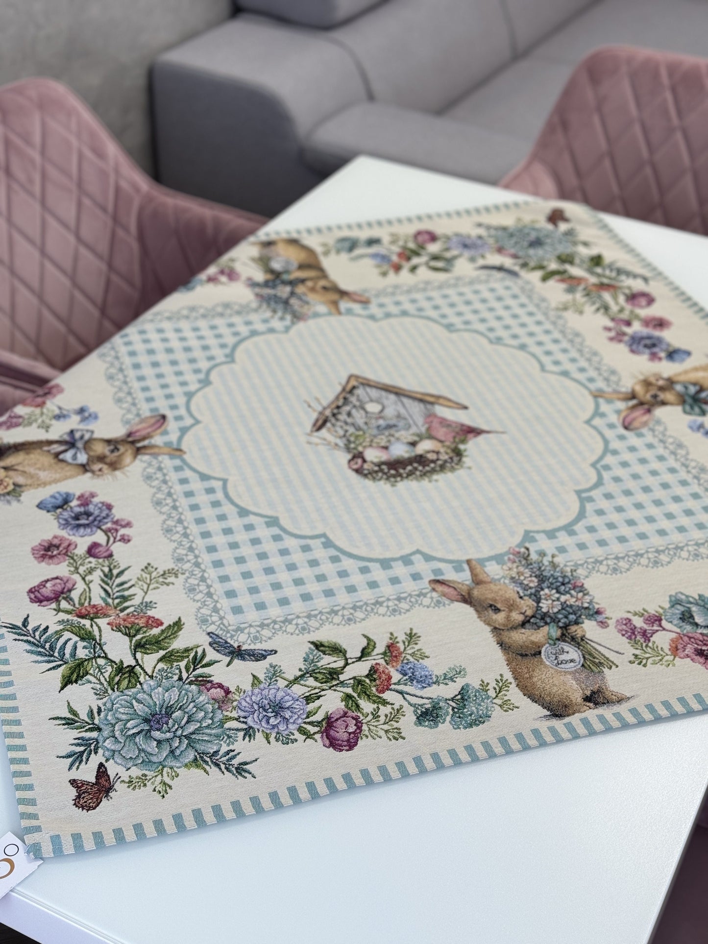 Easter tapestry tablecloth «Blue Bunnies» Limaso Textile