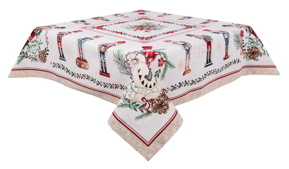 Christmas tapestry tablecloth «Nutcracker» With microfibre & silver lurex Limaso Textile