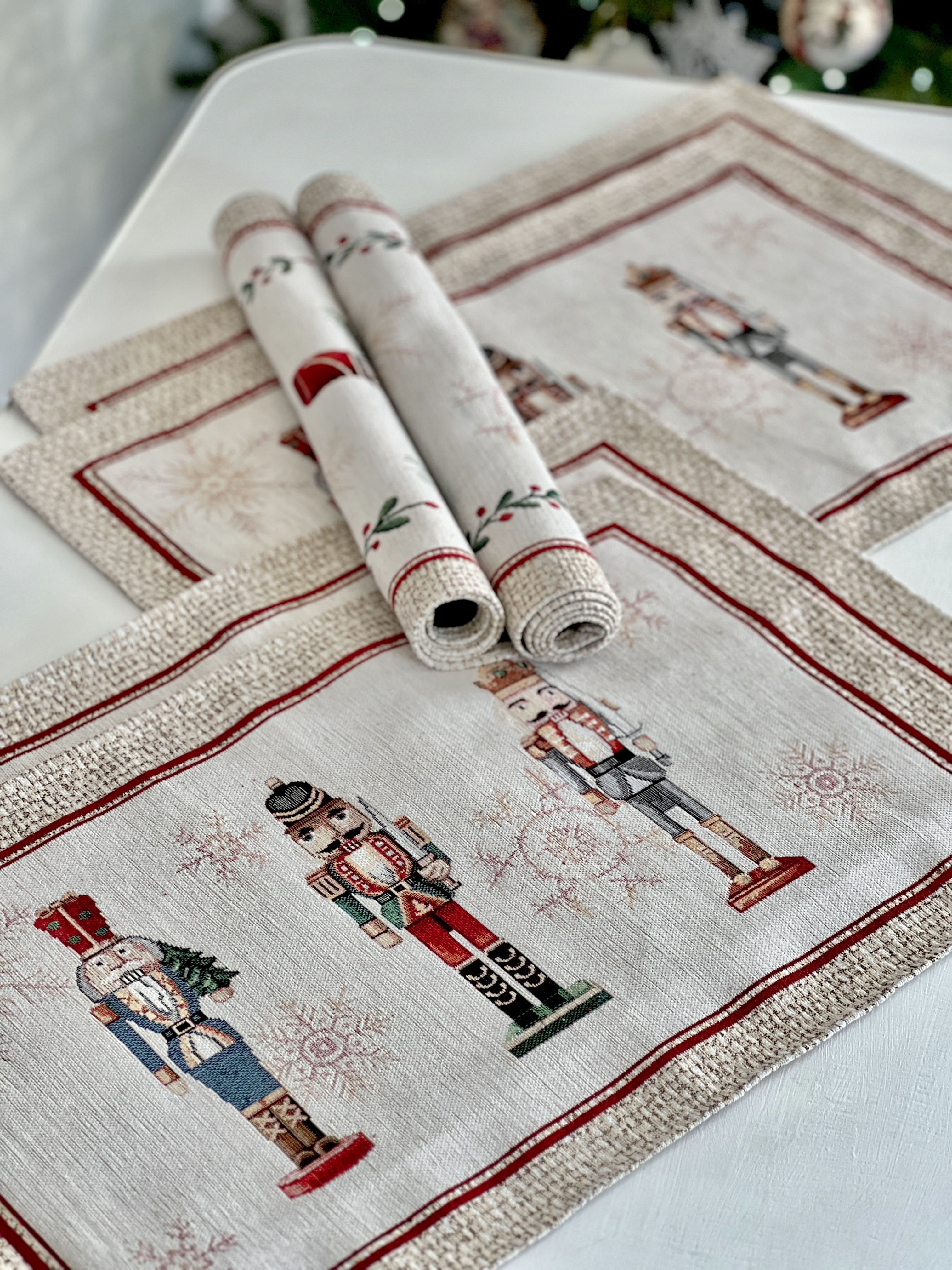 Winter Holiday Placemat «Nutcracker» With microfibre & silver lurex Limaso Textile