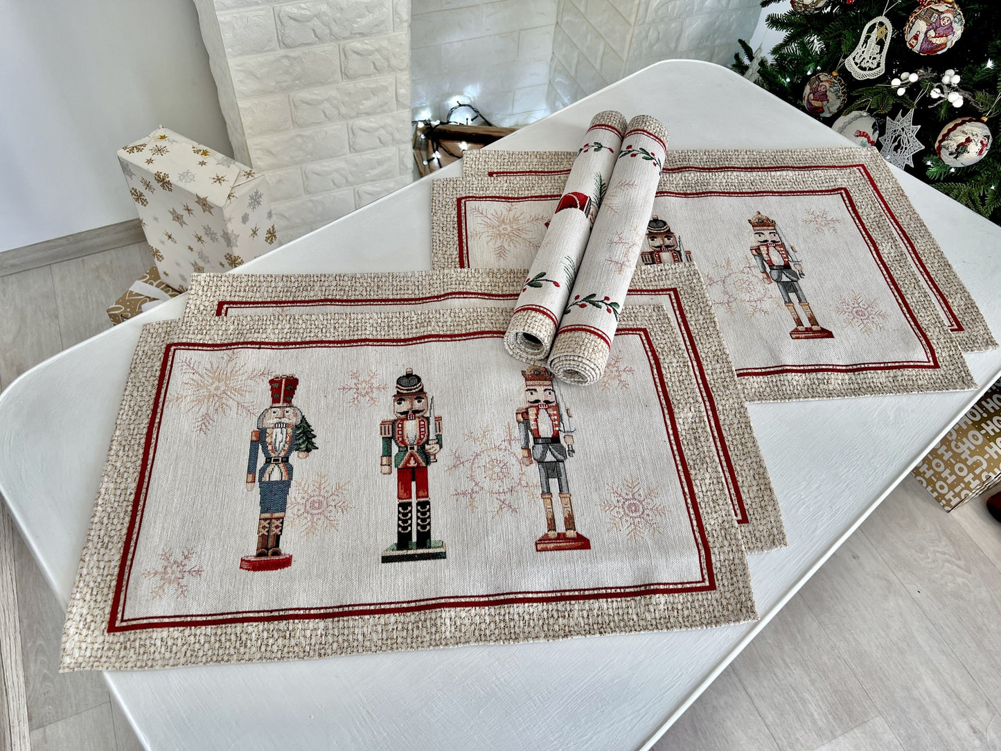 Winter Holiday Placemat «Nutcracker» With microfibre & silver lurex