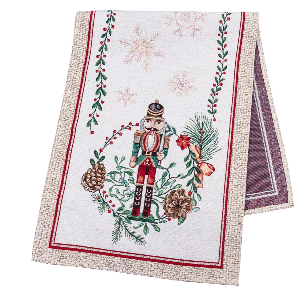 Christmas Tapestry Table runner «Nutcracker» With microfibre & silver lurex Limaso Textile
