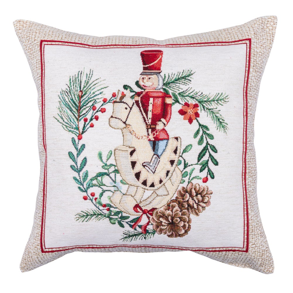 Christmas tapestry cushion cover «Nutcracker» With microfibre & silver lurex