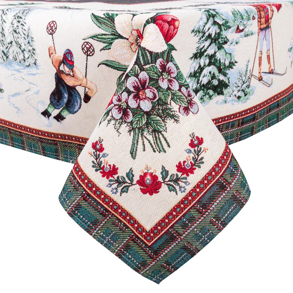 Christmas tapestry tablecloth «Winter fun» without lurex Limaso Textile