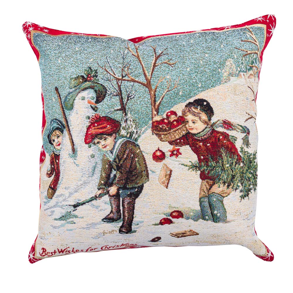 Winter Holiday tapestry cushion cover «Columpio borde» without lurex