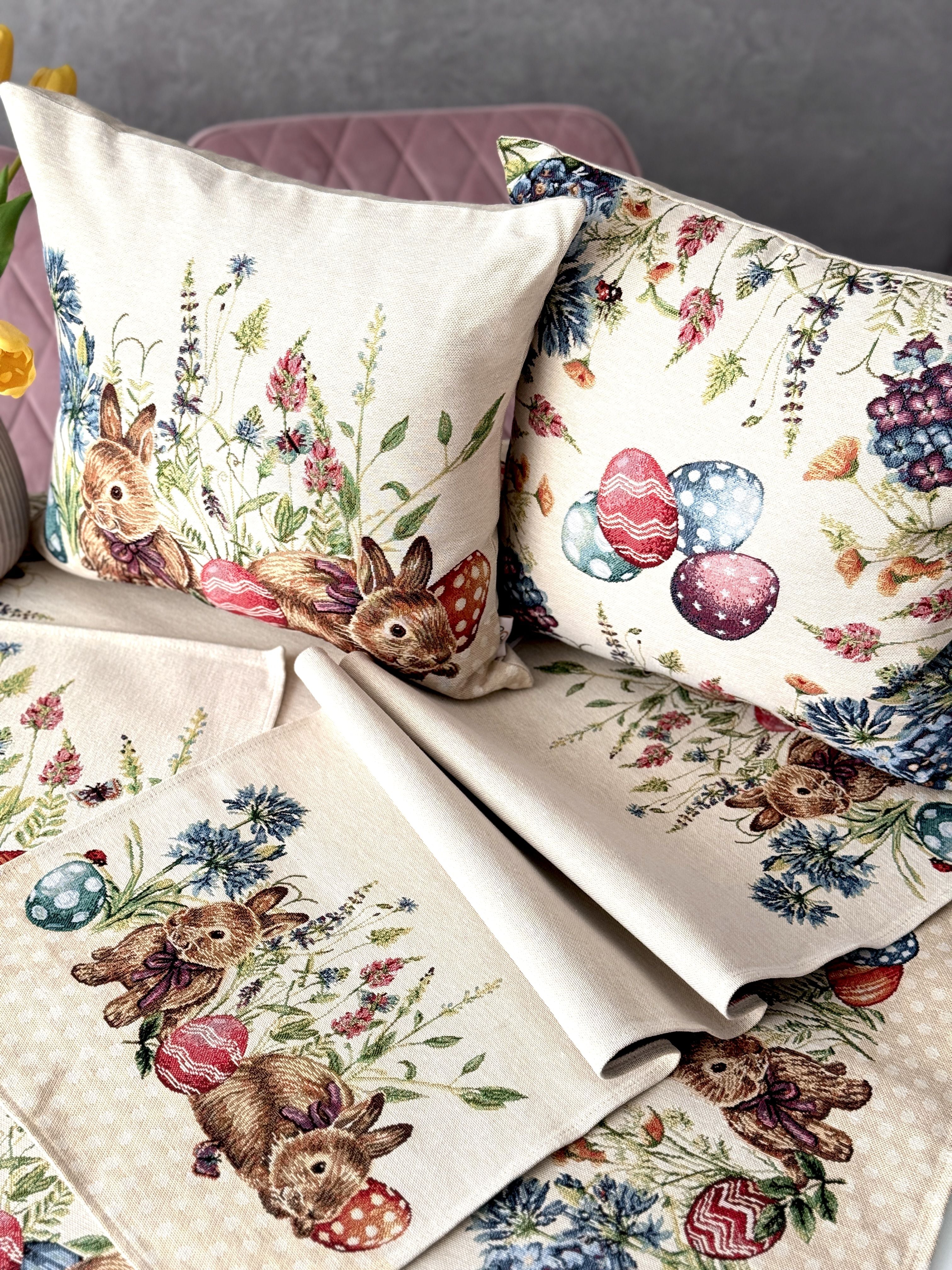 Easter tapestry table runner «Bunny in flowers» Limaso Textile