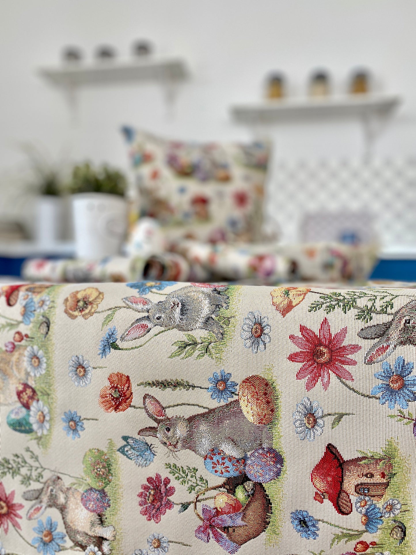 Round Easter tapestry tablecloth «Easter glade» Limaso Textile