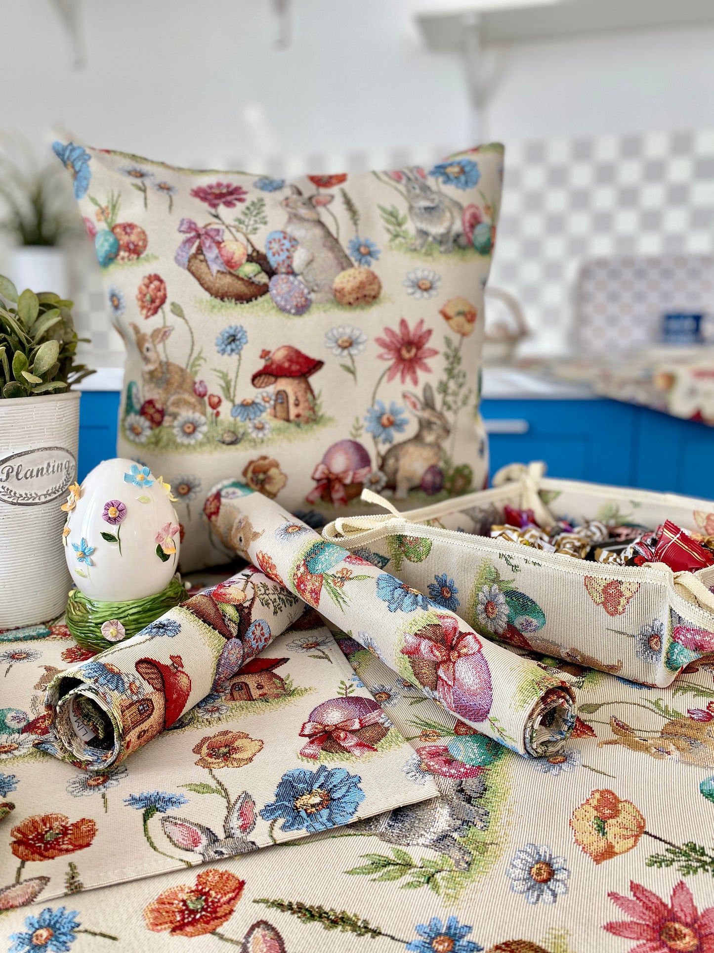 Easter tapestry cushion cover «Easter glade»