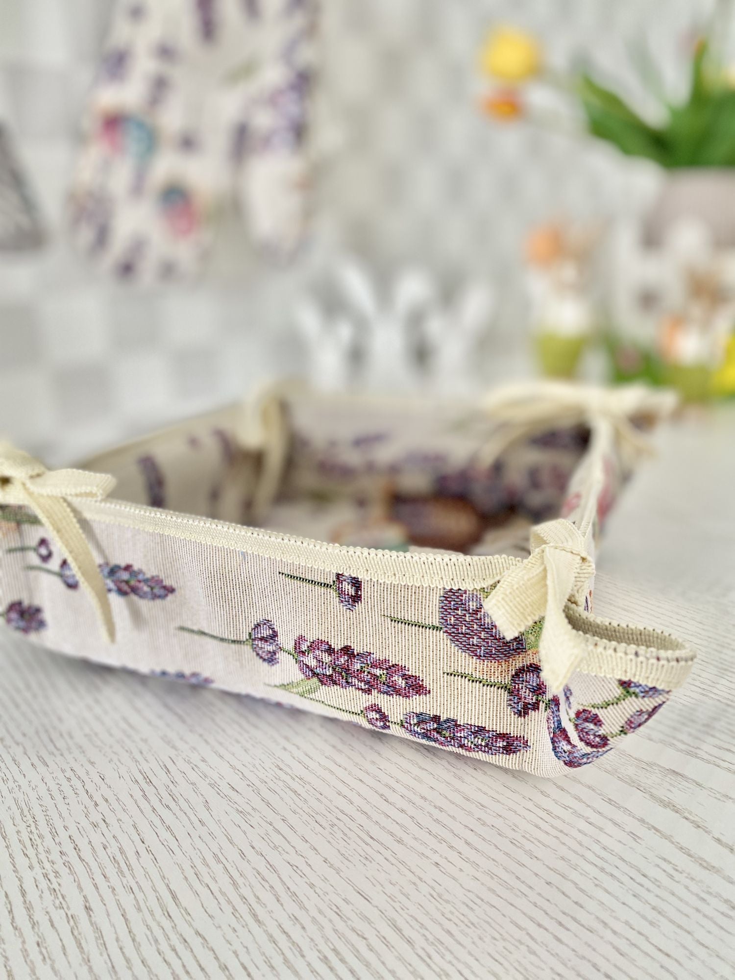 Easter tapestry Bread Basket «Rabbit in lavender» Limaso Textile