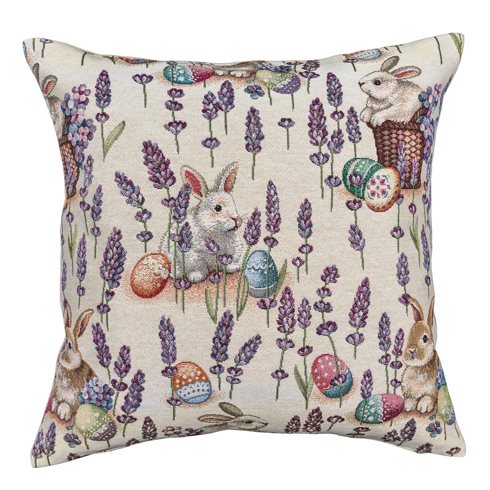 Easter tapestry cushion cover «Rabbit in lavender»