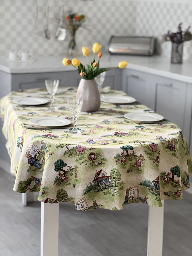 Oval Easter tapestry tablecloth «Easter fun»