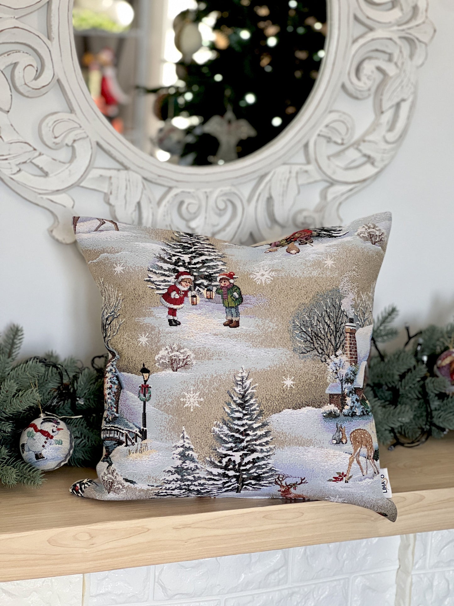 Christmas tapestry cushion cover «Winter Day Magic-2» without lurex