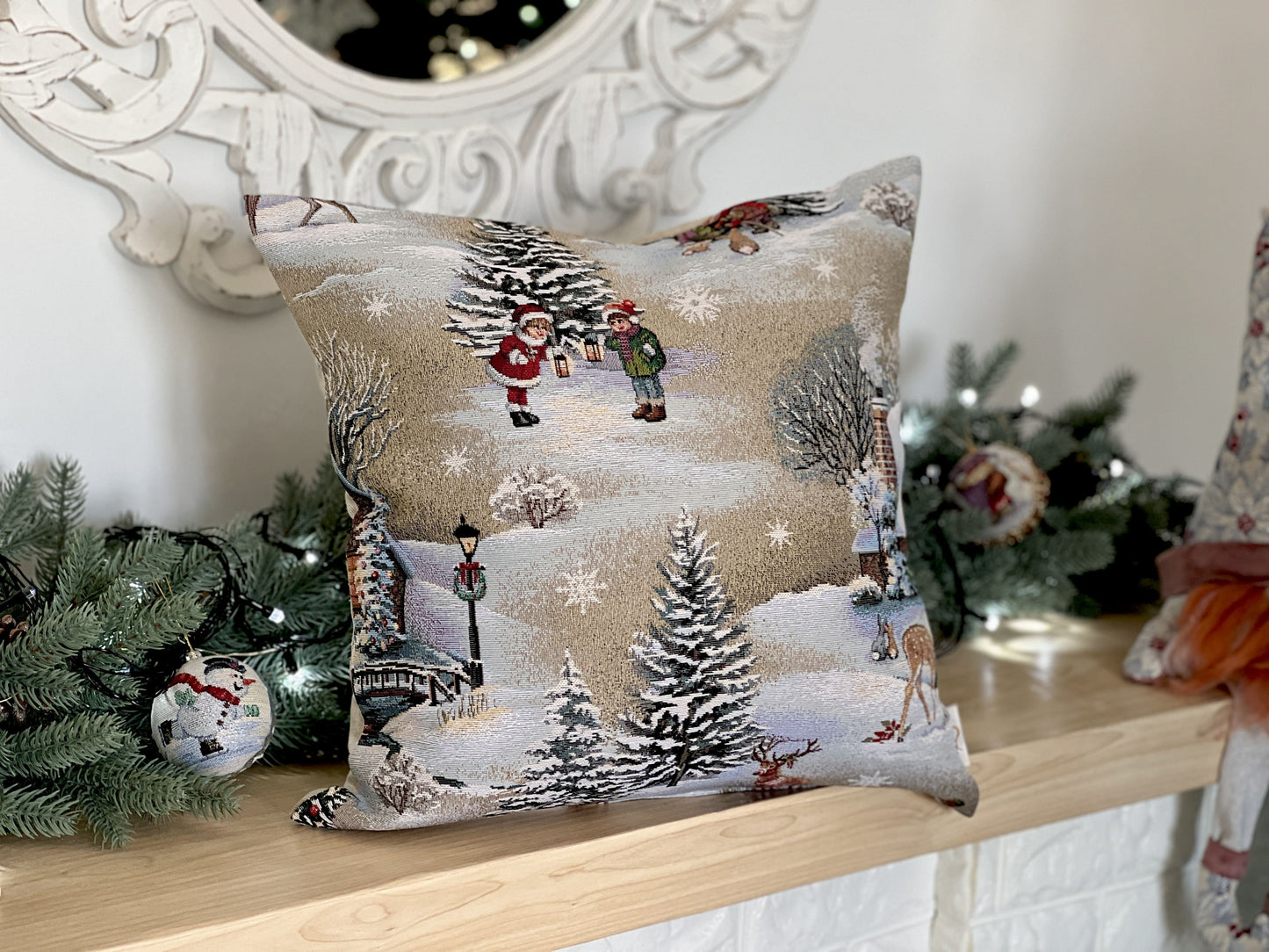 Christmas tapestry cushion cover «Winter Day Magic-2» without lurex