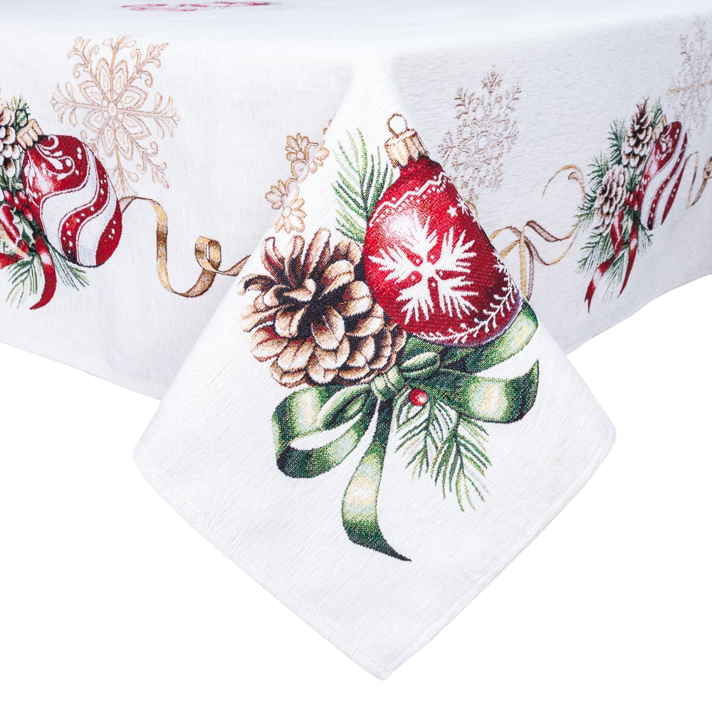 Christmas Tablecloth «Golden Noel Collection» with Microfibre & Golden lurex - Premium Gobelin - Textile4Family
