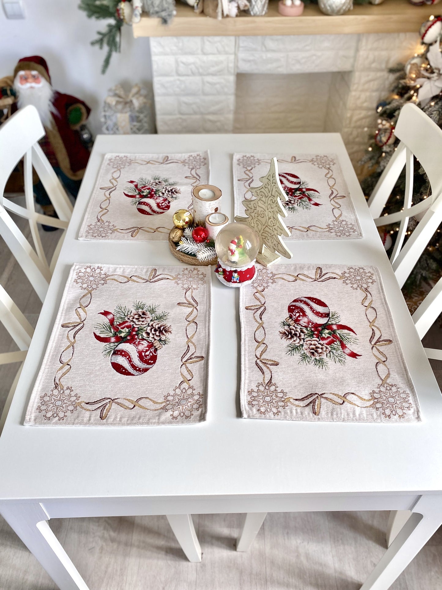 Christmas Placemat set «Golden Noel Collection» with Microfibre & Golden lurex - Premium Gobelin