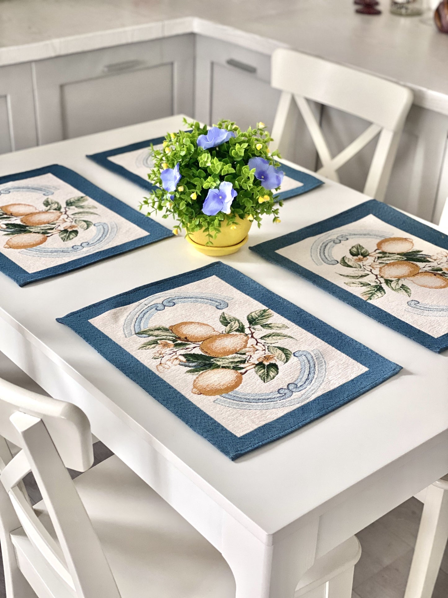 Tapestry placemat set "Lemon Majolica" with microfibre