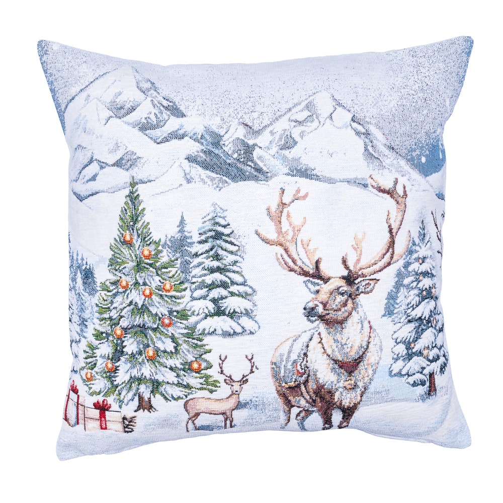 Christmas Pillow cover «Snowy Cabin Charm» with Microfibre - Premium Gobelin