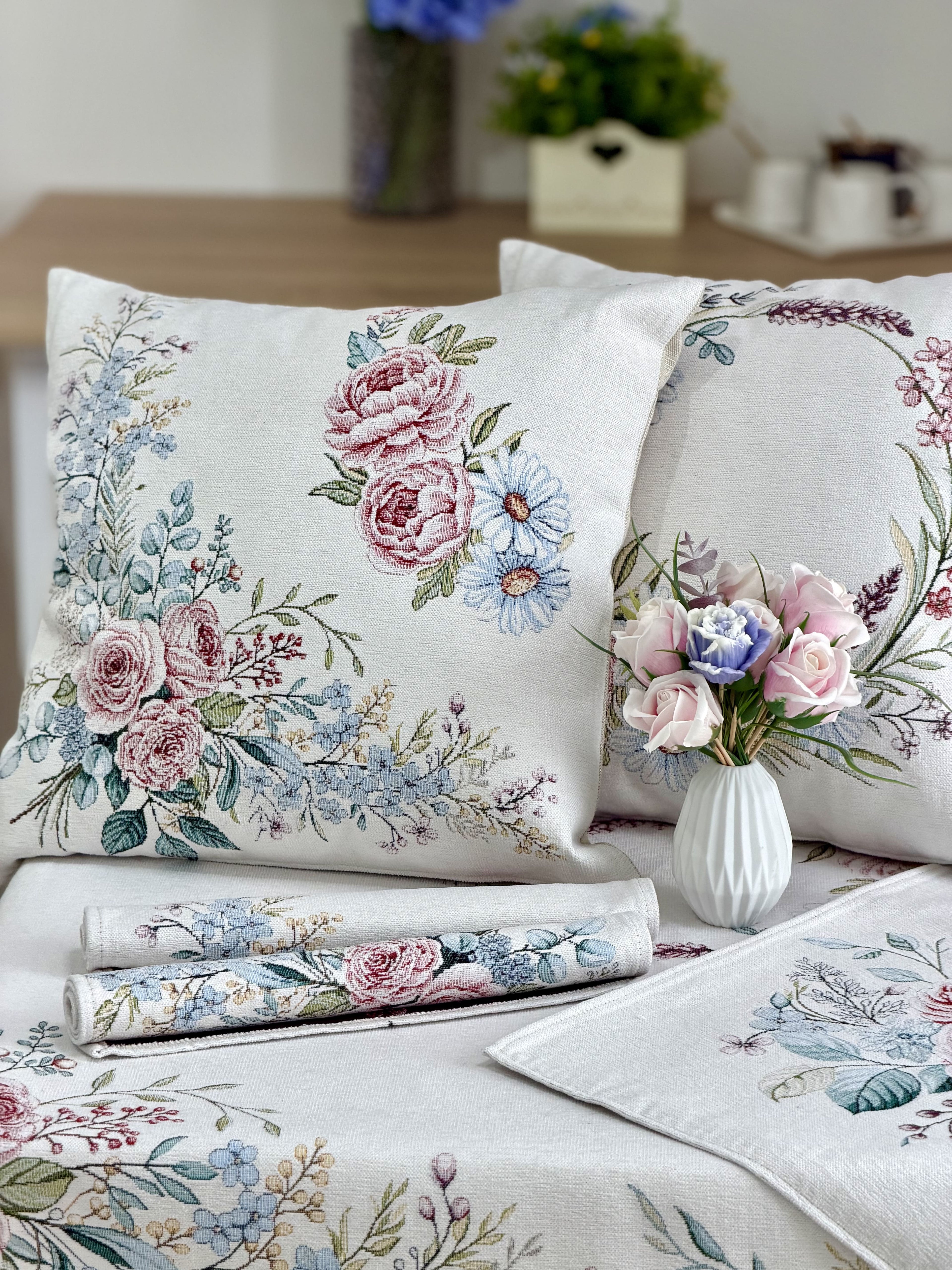 Cushion cover «Rose -1» - Premium Tapestry with Microfibre - Textile4Family