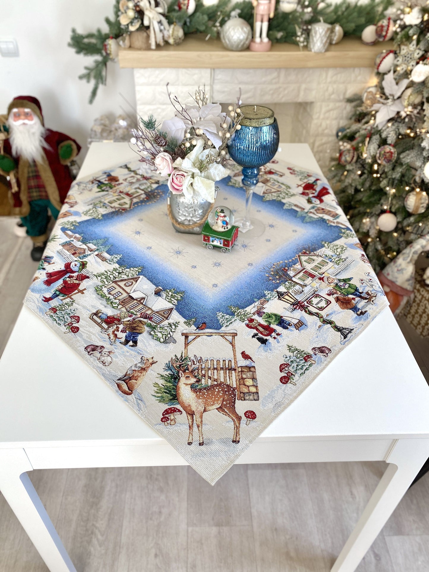 Christmas Tablecloth «Magic of Christmas» with Silver Lurex - Premium Gobelin