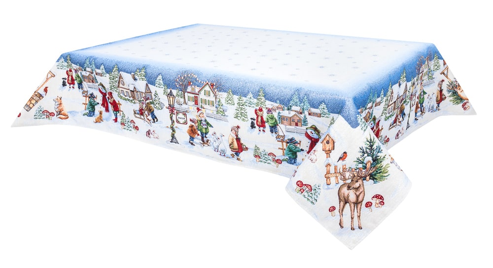 Christmas Tablecloth «Magic of Christmas» with Silver Lurex - Premium Gobelin - Textile4Family