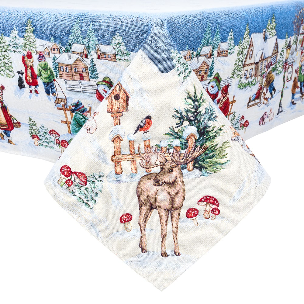 Christmas Tablecloth «Magic of Christmas» with Silver Lurex - Premium Gobelin - Textile4Family