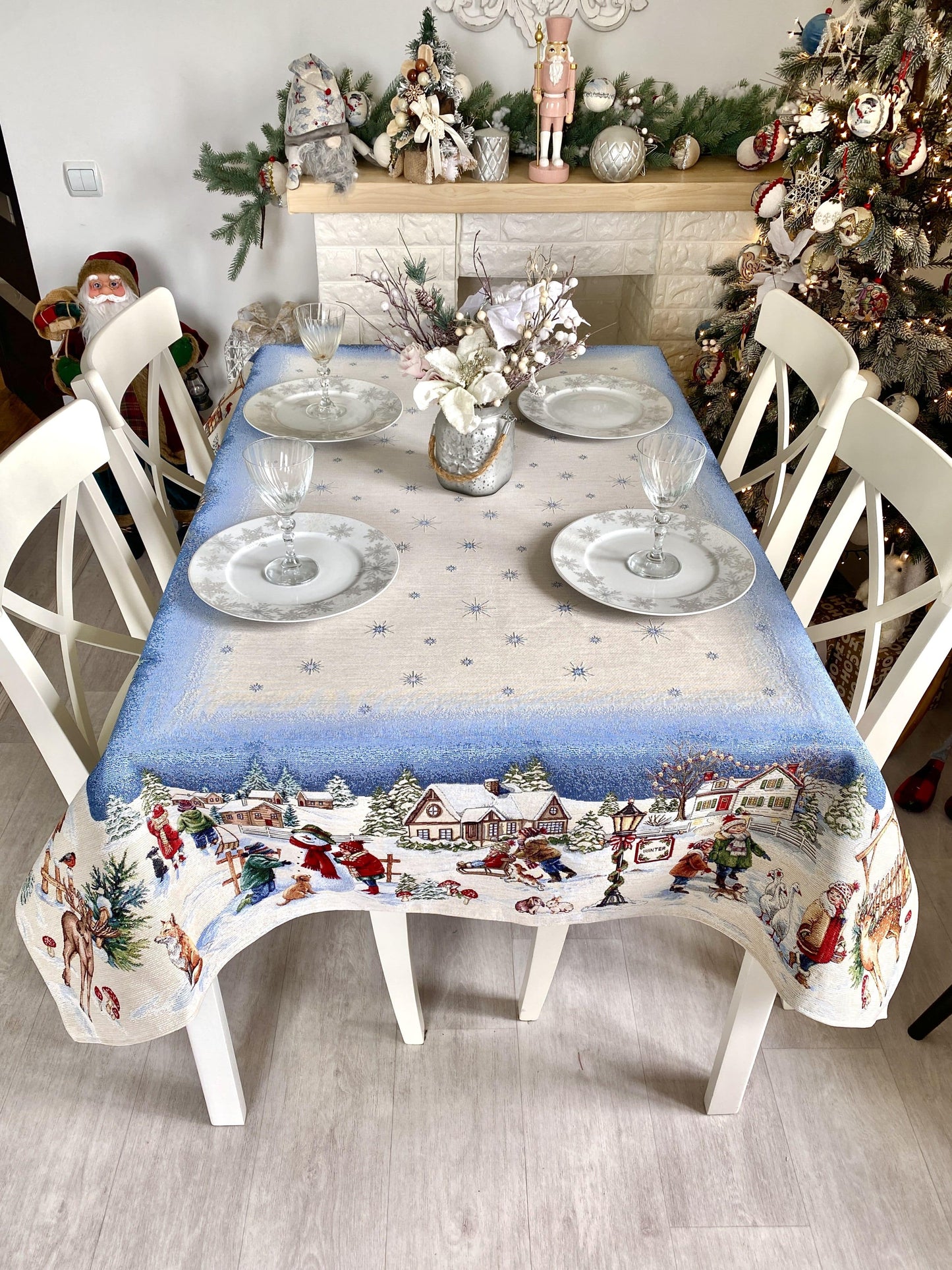 Christmas Tablecloth «Magic of Christmas» with Silver Lurex - Premium Gobelin