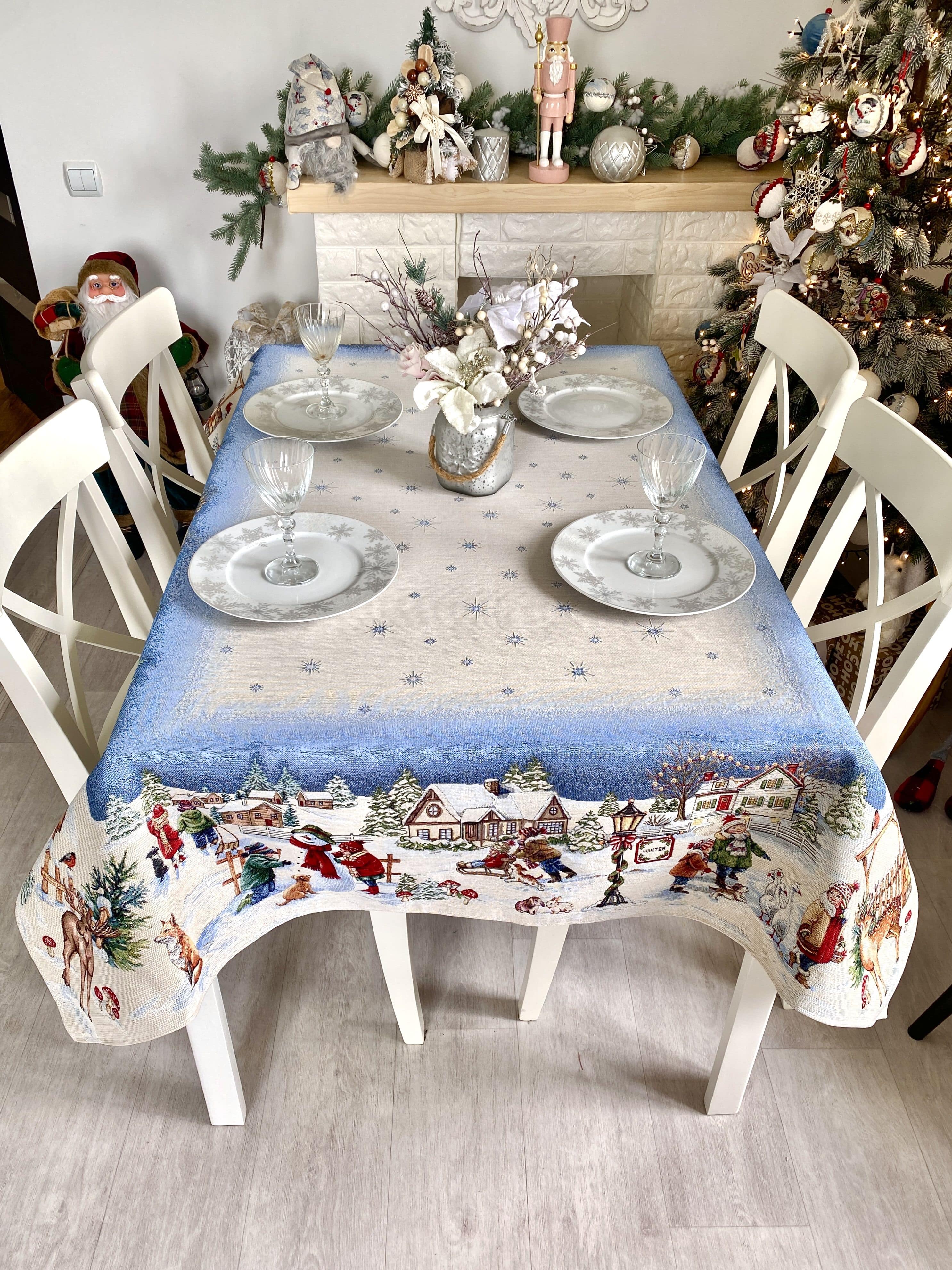 Christmas Tablecloth «Magic of Christmas» with Silver Lurex - Premium Gobelin - Textile4Family