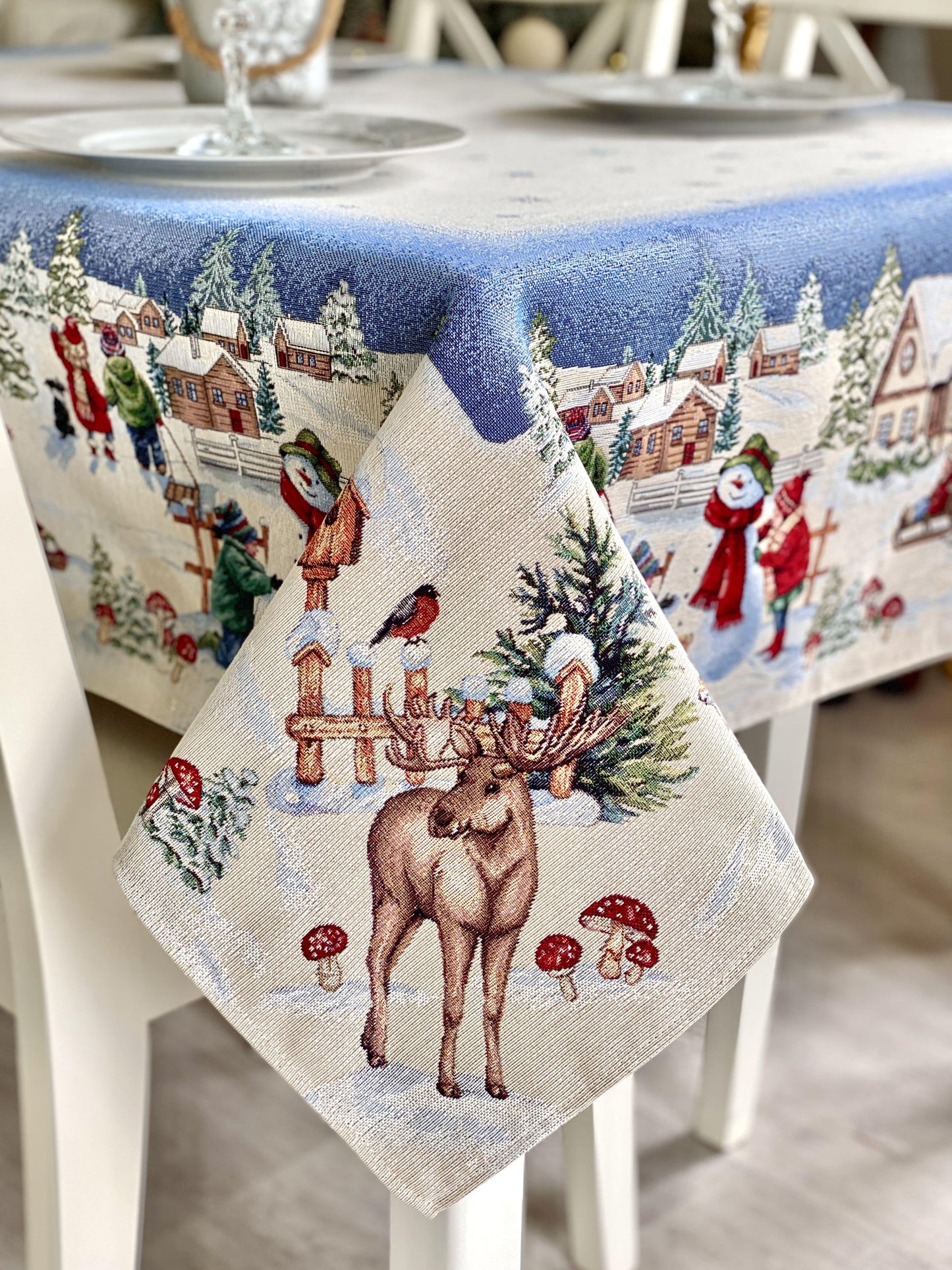 Christmas Tablecloth «Magic of Christmas» with Silver Lurex - Premium Gobelin