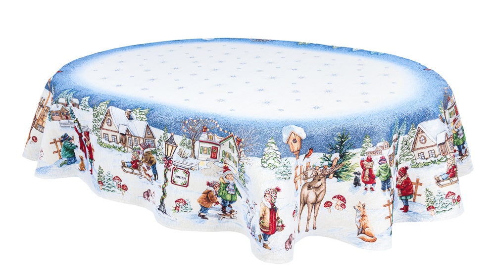 Christmas Tablecloth «Magic of Christmas» with Silver Lurex - Premium Gobelin
