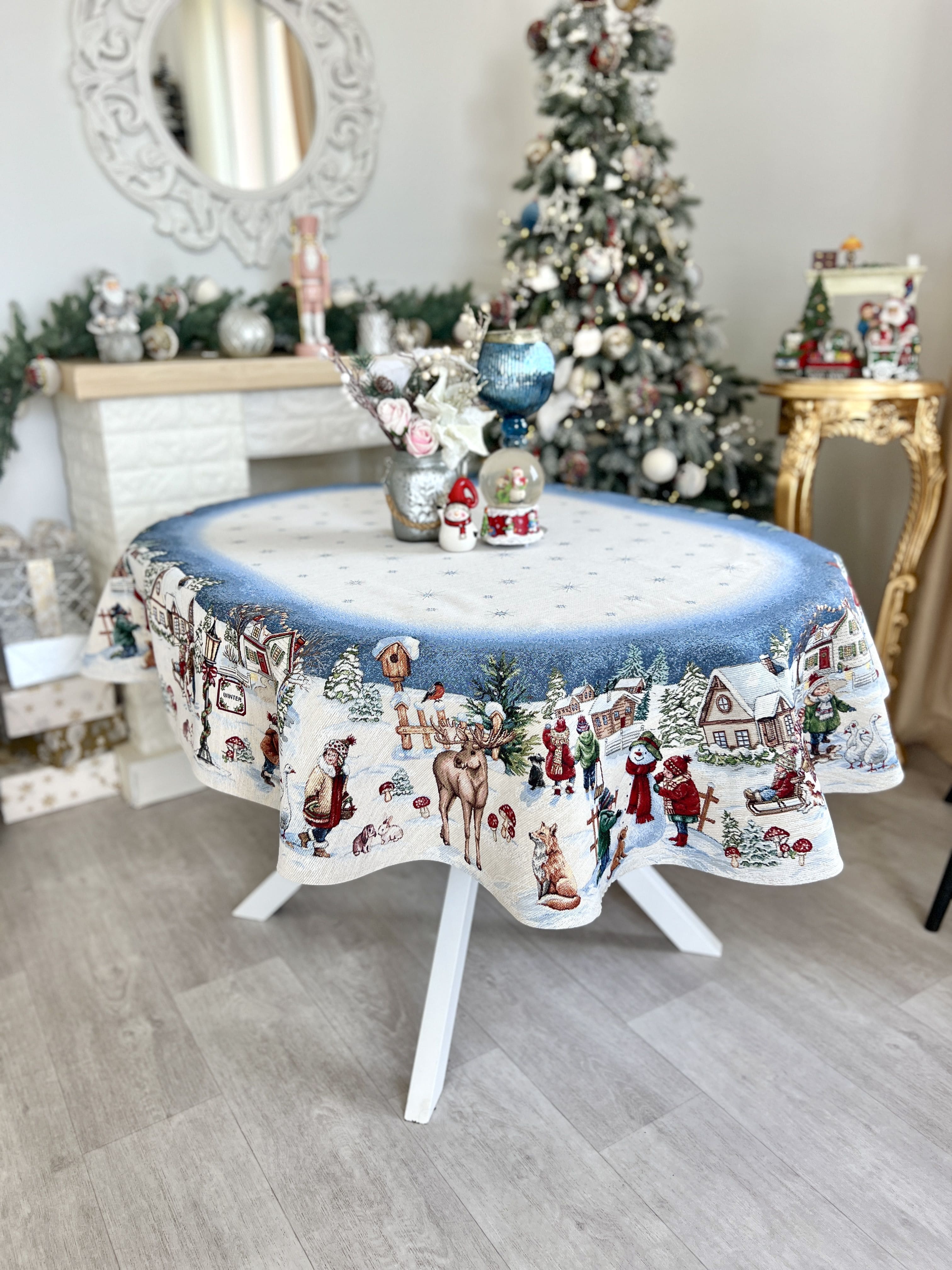 Christmas Tablecloth «Magic of Christmas» with Silver Lurex - Premium Gobelin - Textile4Family