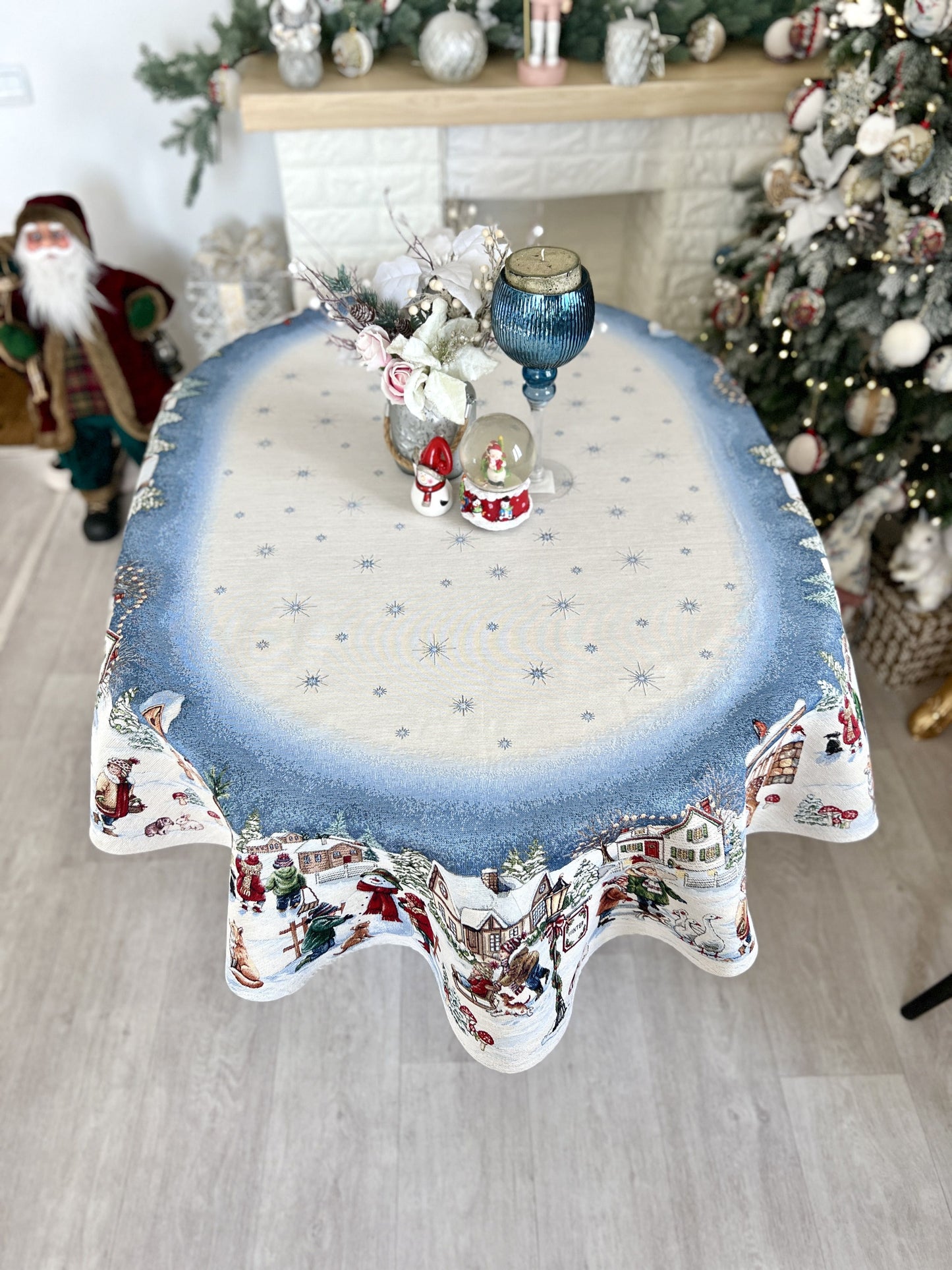 Christmas Tablecloth «Magic of Christmas» with Silver Lurex - Premium Gobelin