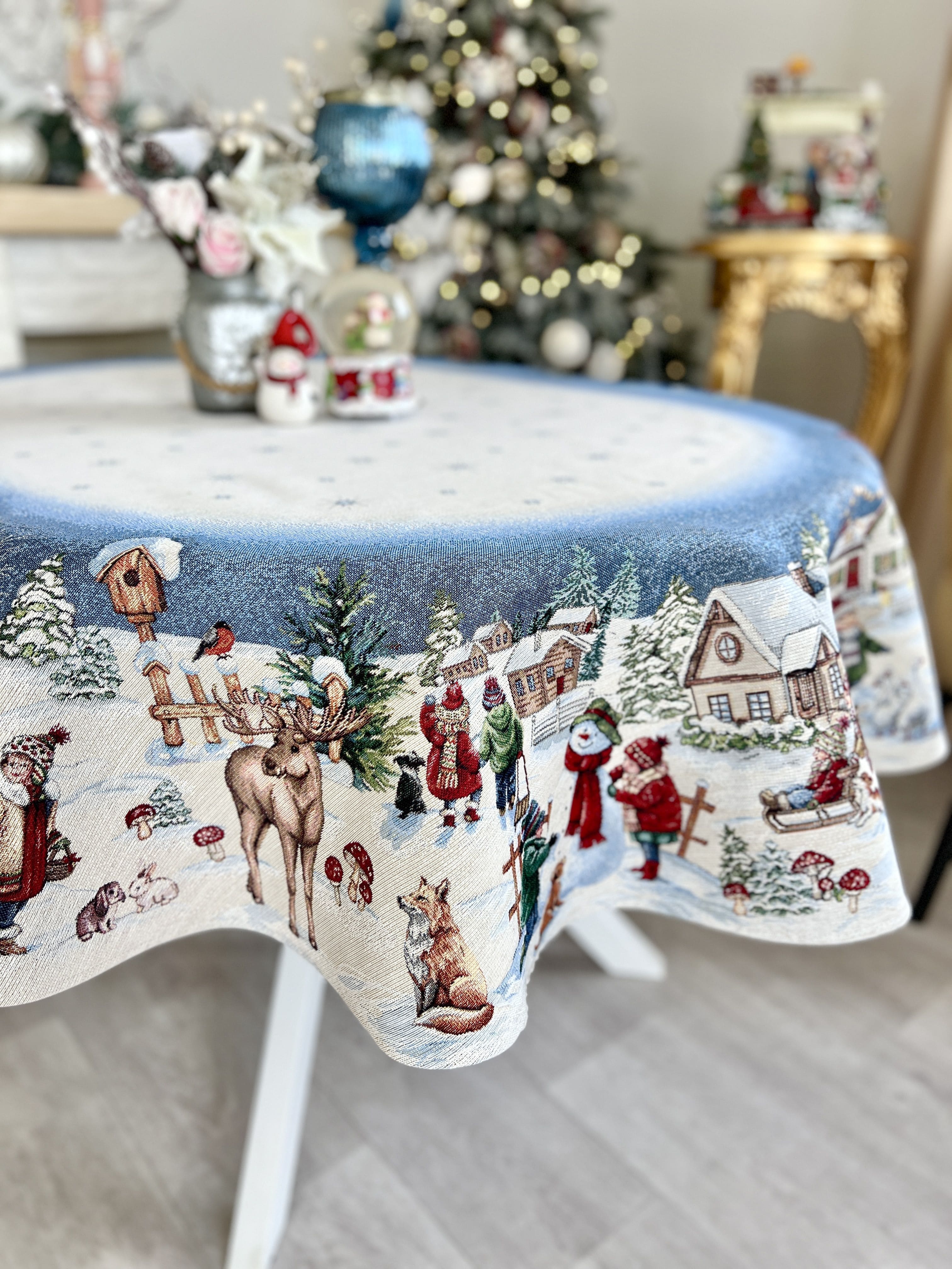 Christmas Tablecloth «Magic of Christmas» with Silver Lurex - Premium Gobelin - Textile4Family
