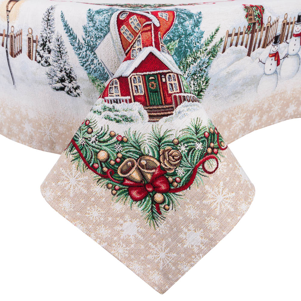 Christmas tapestry tablecloth «HOME» With microfibre & silver lurex Limaso Textile