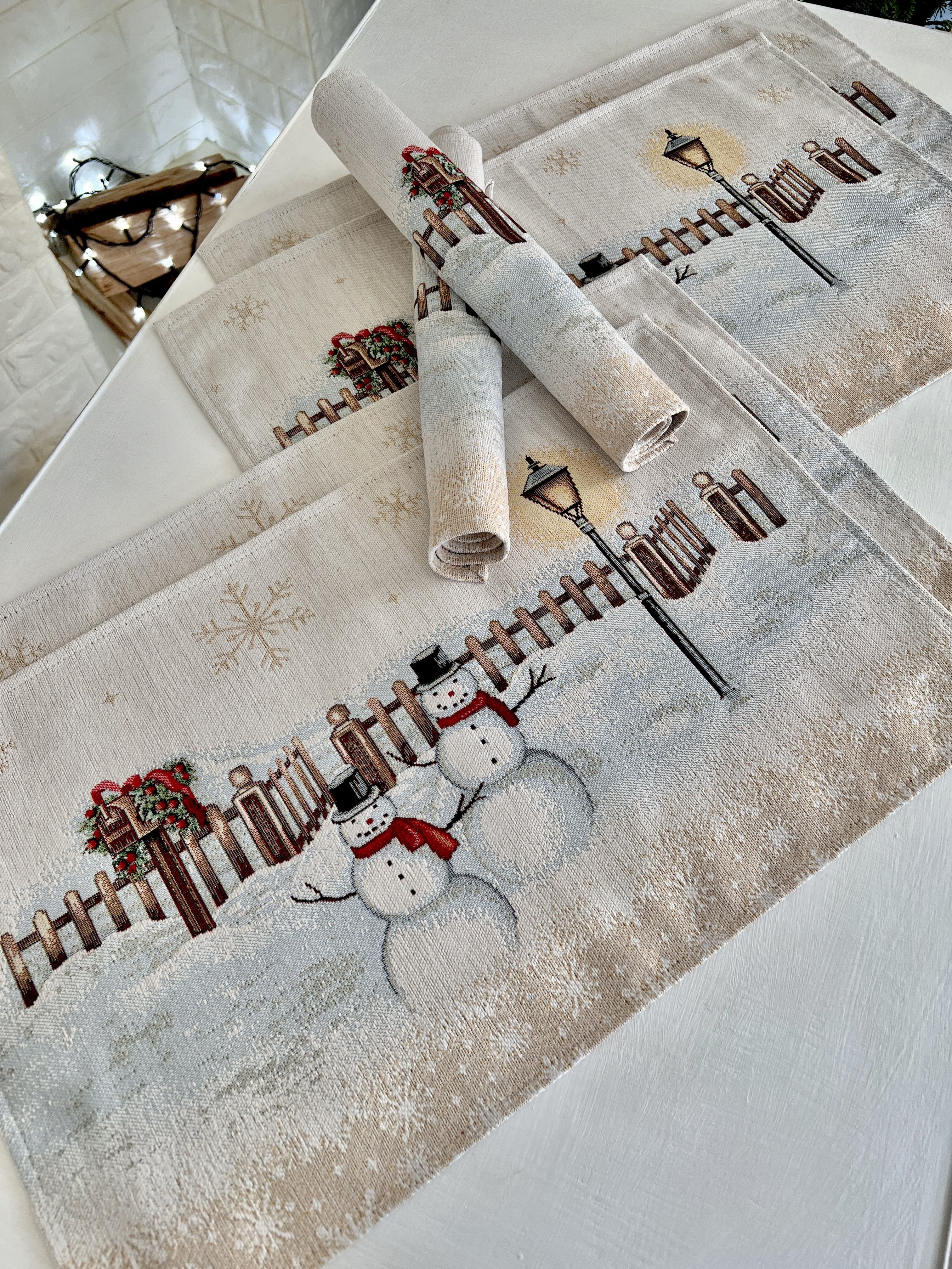 Winter Holiday Placemat «HOME» With microfibre & silver lurex Limaso Textile