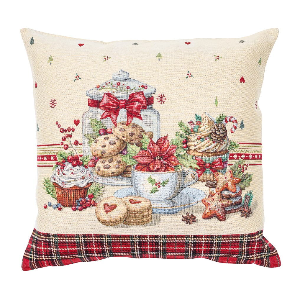 Christmas Cushion cover «Sweet Dreams» with Golden Lurex - Premium Gobelin - Textile4Family