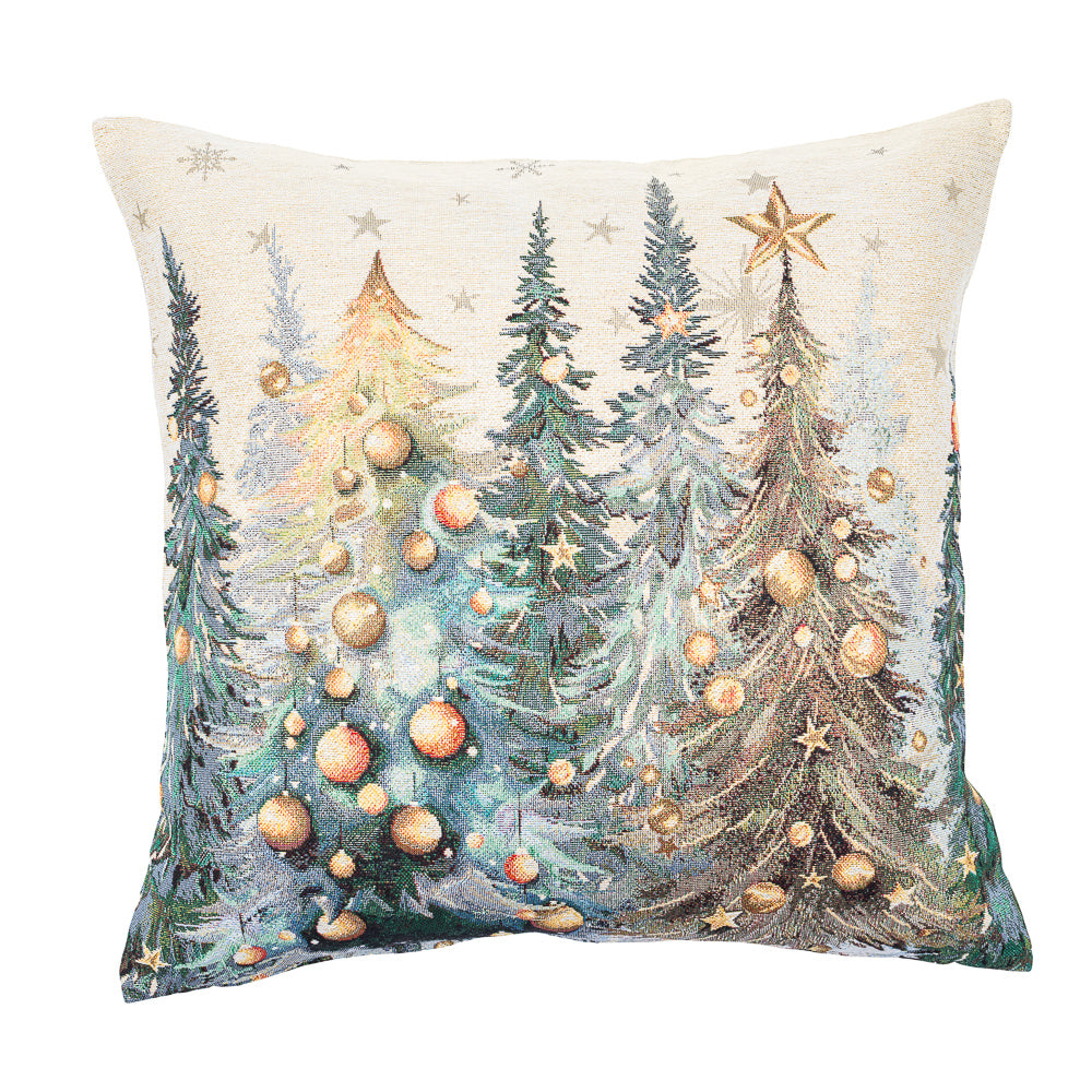 Christmas Cushion cover «Evergreen Magic» with Golden Lurex - Luxury Tapestry
