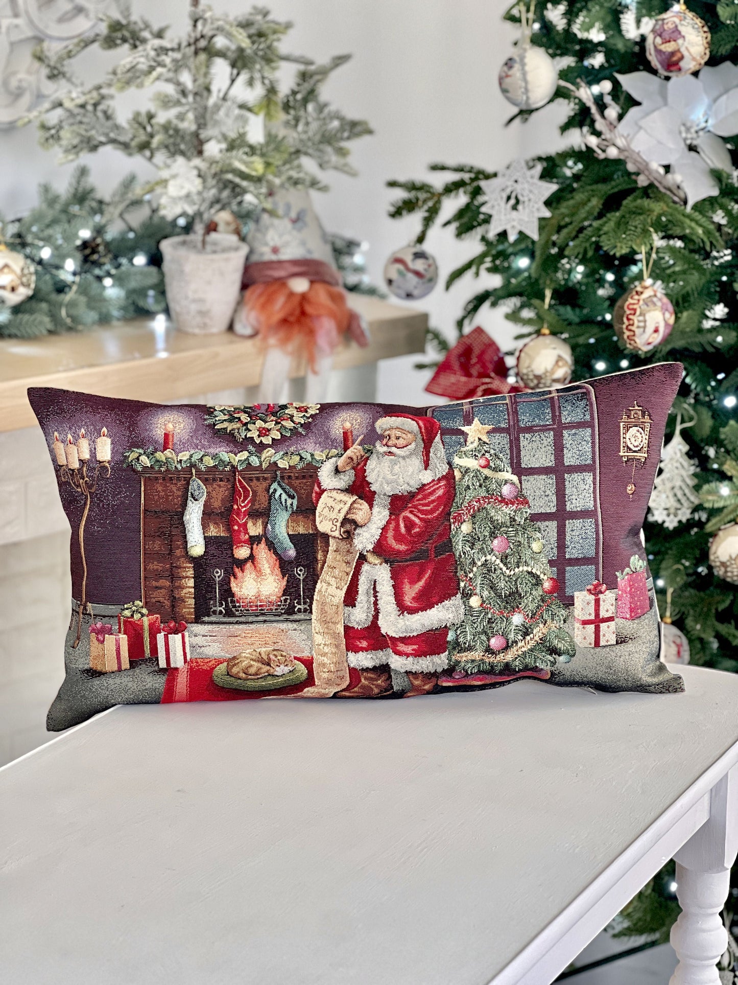 Christmas tapestry cushion cover «Letter for Santa» with golden thread Limaso Textile